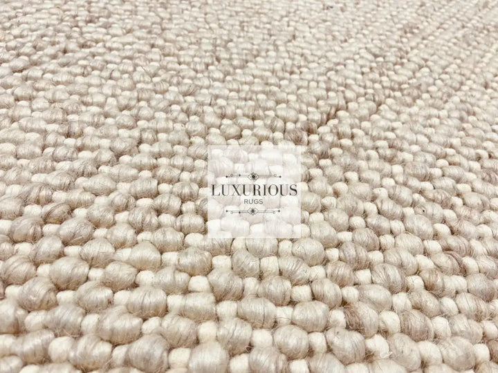 Pebbles Cherry Linen Beige Hand-Woven wool Rug