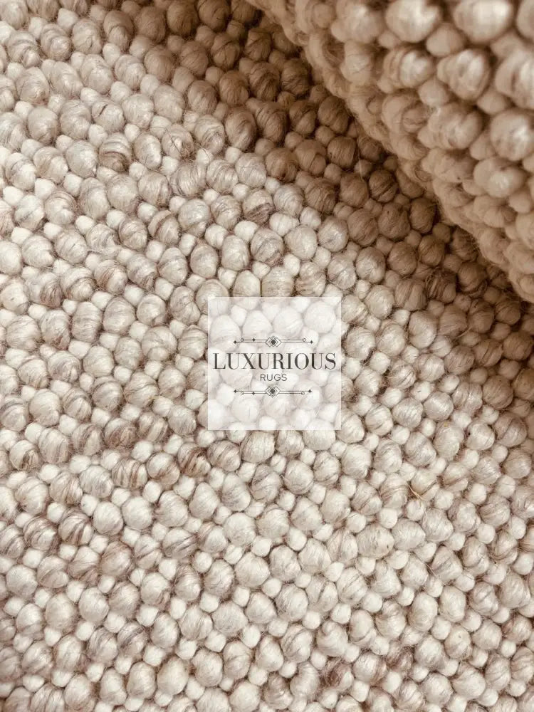 Pebbles Cherry Linen Beige Hand-Woven wool Rug