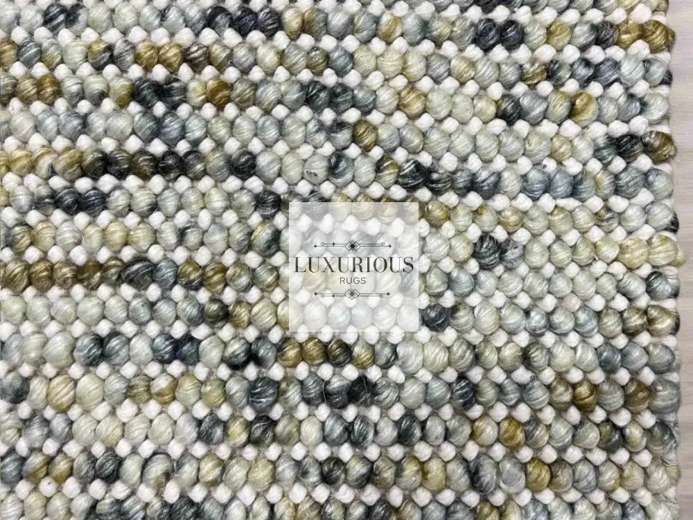 Pebbles Cherry Mineral Grey Yellow Hand-Woven wool Rug