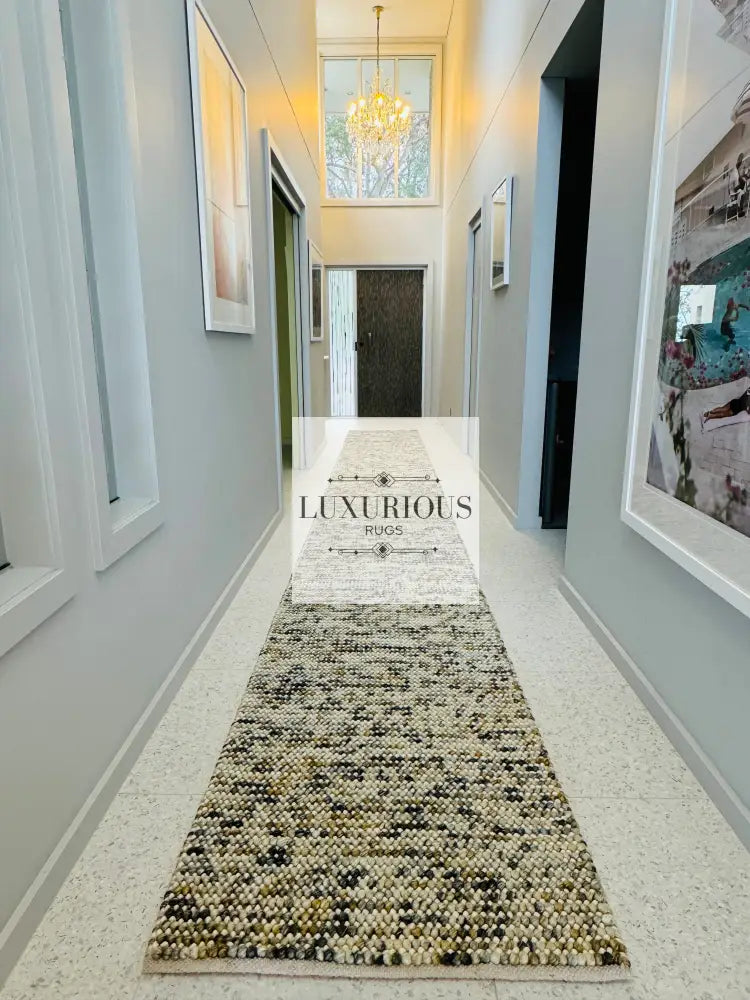 Pebbles Cherry Mineral Grey Yellow Hand-Woven wool Rug