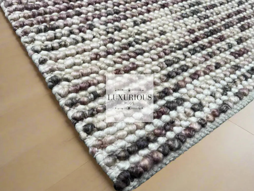 Pebbles Cherry Mosaic Ivory Drift Hand Woven Wool Rug