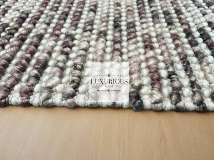 Pebbles Cherry Mosaic Ivory Drift Hand Woven Wool Rug