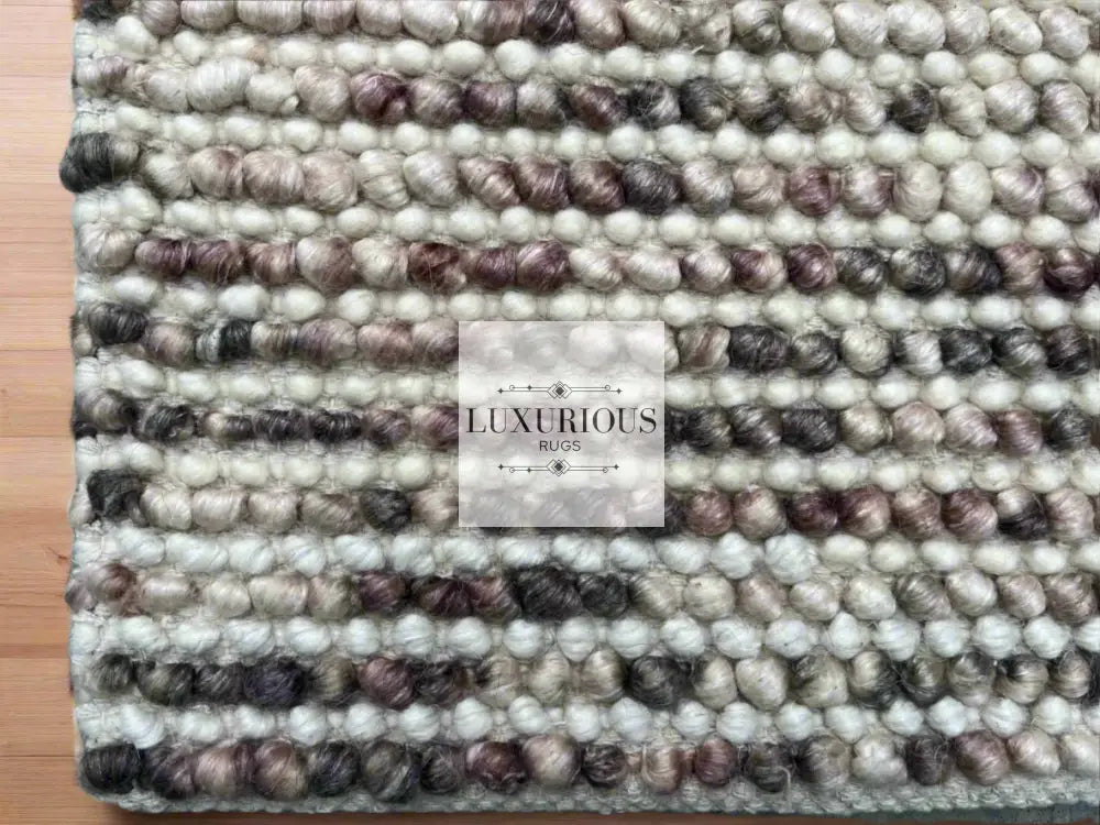 Pebbles Cherry Mosaic Ivory Drift Hand Woven Wool Rug