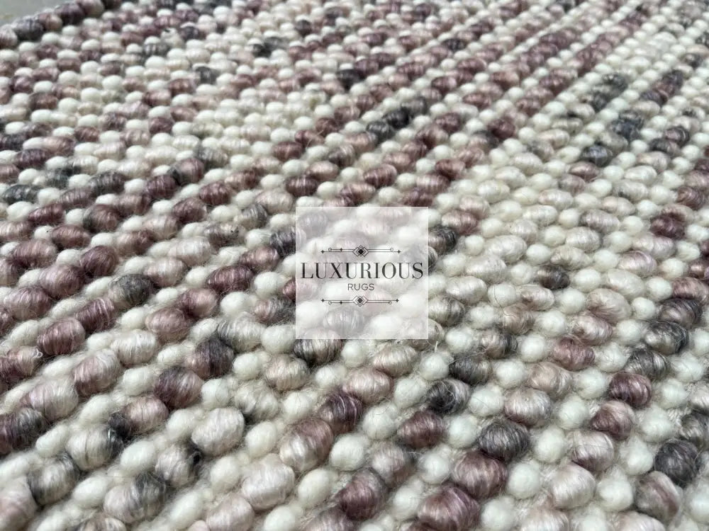 Pebbles Cherry Mosaic Ivory Drift Hand Woven Wool Rug