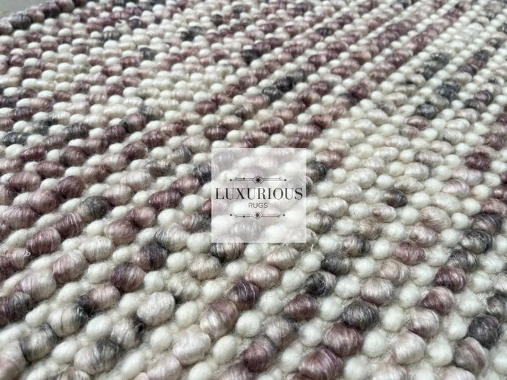 Pebbles Cherry Mosaic Ivory Drift Hand Woven Wool Rug