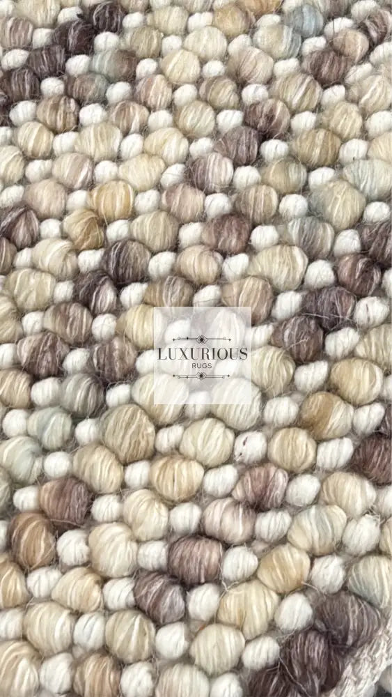 Pebbles Cherry Multi Beige Brown Ivory Hand Woven Wool Rug