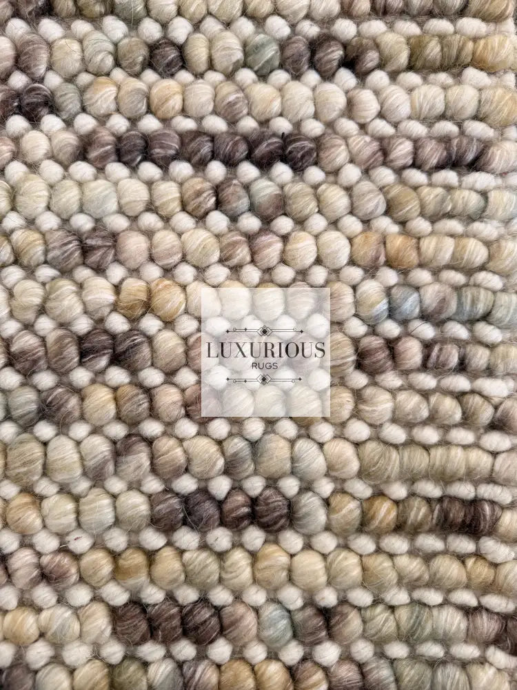 Pebbles Cherry Multi Beige Brown Ivory Hand Woven Wool Rug