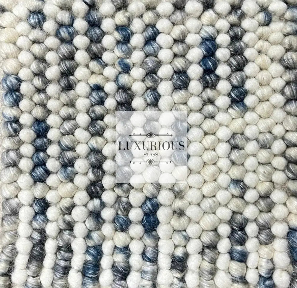 Pebbles Cherry Ocean Stone Weave Multi Colour Hand Woven Wool Rug