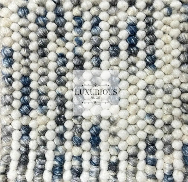 Pebbles Cherry Ocean Stone Weave Multi Colour Hand Woven Wool Rug