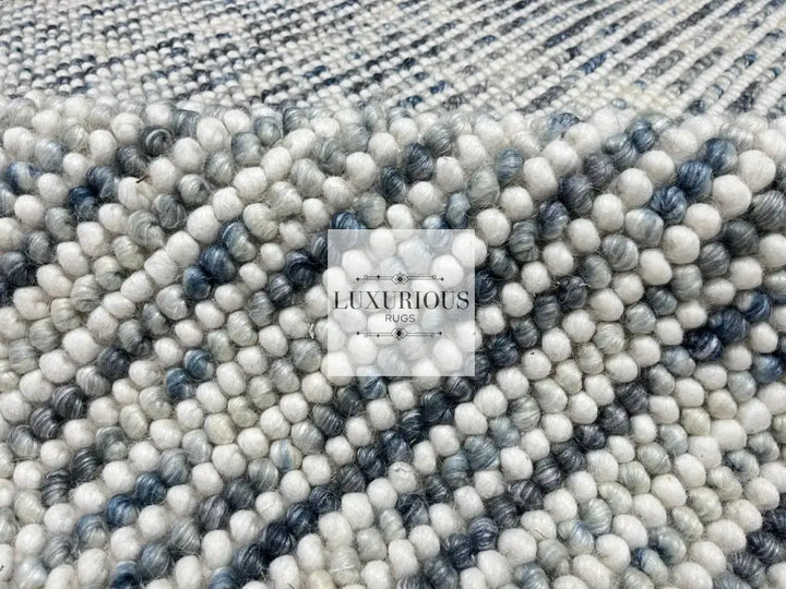 Pebbles Cherry Ocean Stone Weave Multi Colour Hand Woven Wool Rug