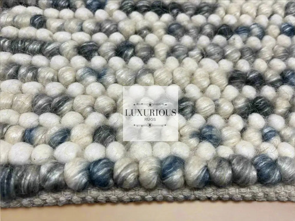 Pebbles Cherry Ocean Stone Weave Multi Colour Hand Woven Wool Rug