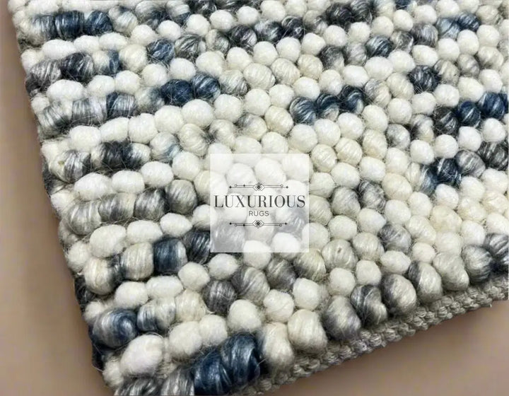 Pebbles Cherry Ocean Stone Weave Multi Colour Hand Woven Wool Rug