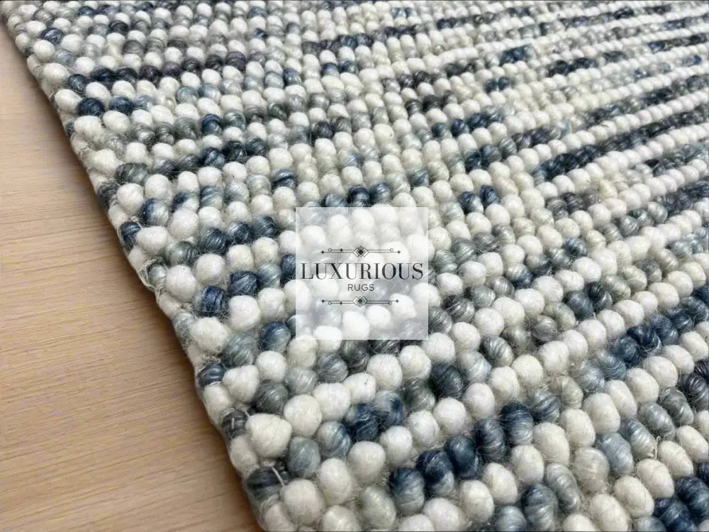 Pebbles Cherry Ocean Stone Weave Multi Colour Hand Woven Wool Rug