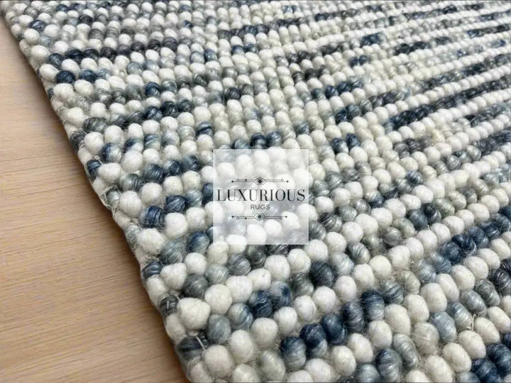 Pebbles Cherry Ocean Stone Weave Multi Colour Hand Woven Wool Rug