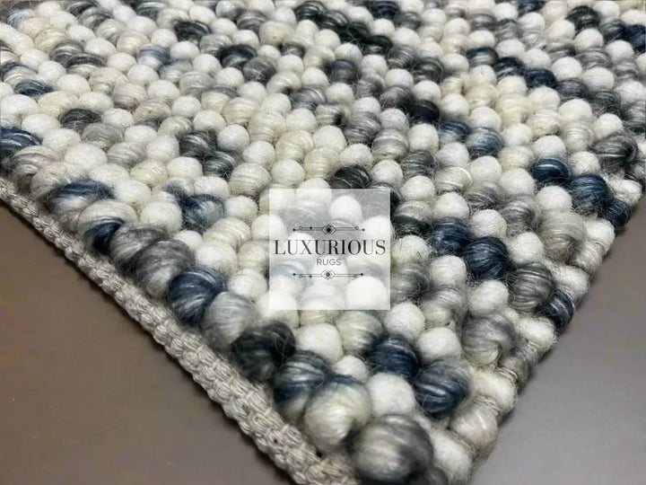 Pebbles Cherry Ocean Stone Weave Multi Colour Hand Woven Wool Rug