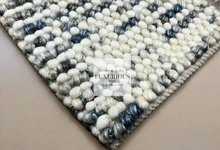 Pebbles Cherry Ocean Stone Weave Multi Colour Hand Woven Wool Rug