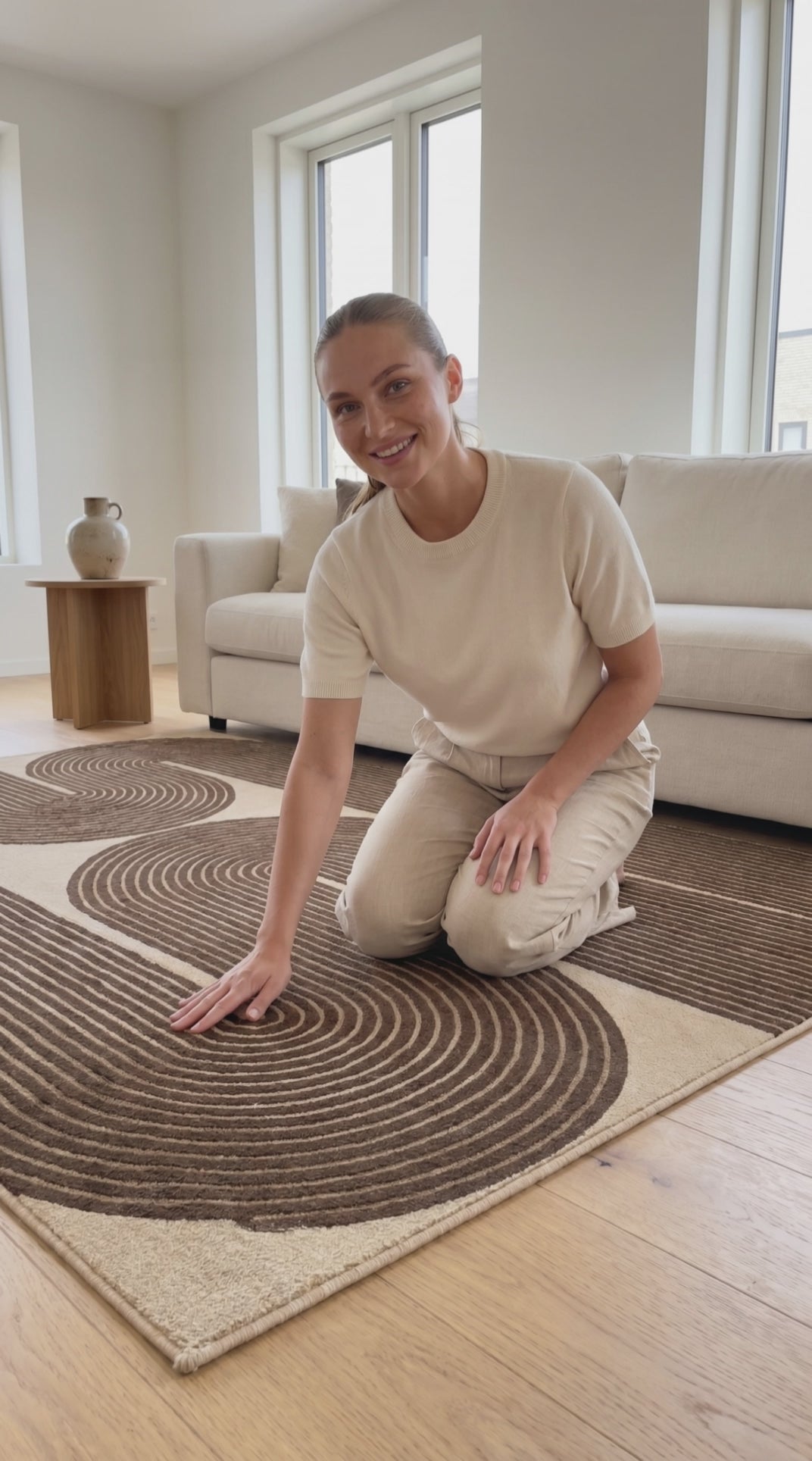 ARIA Viper Modern Rug 100% Wool Brown Hand Tufted Rug