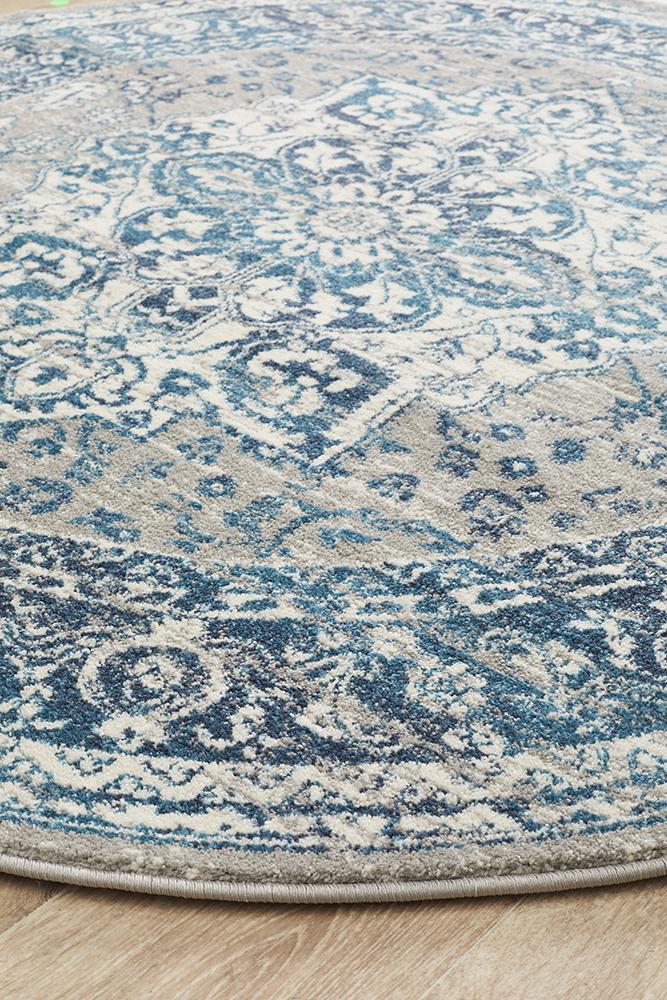 Babylon 207 Blue Round Rug