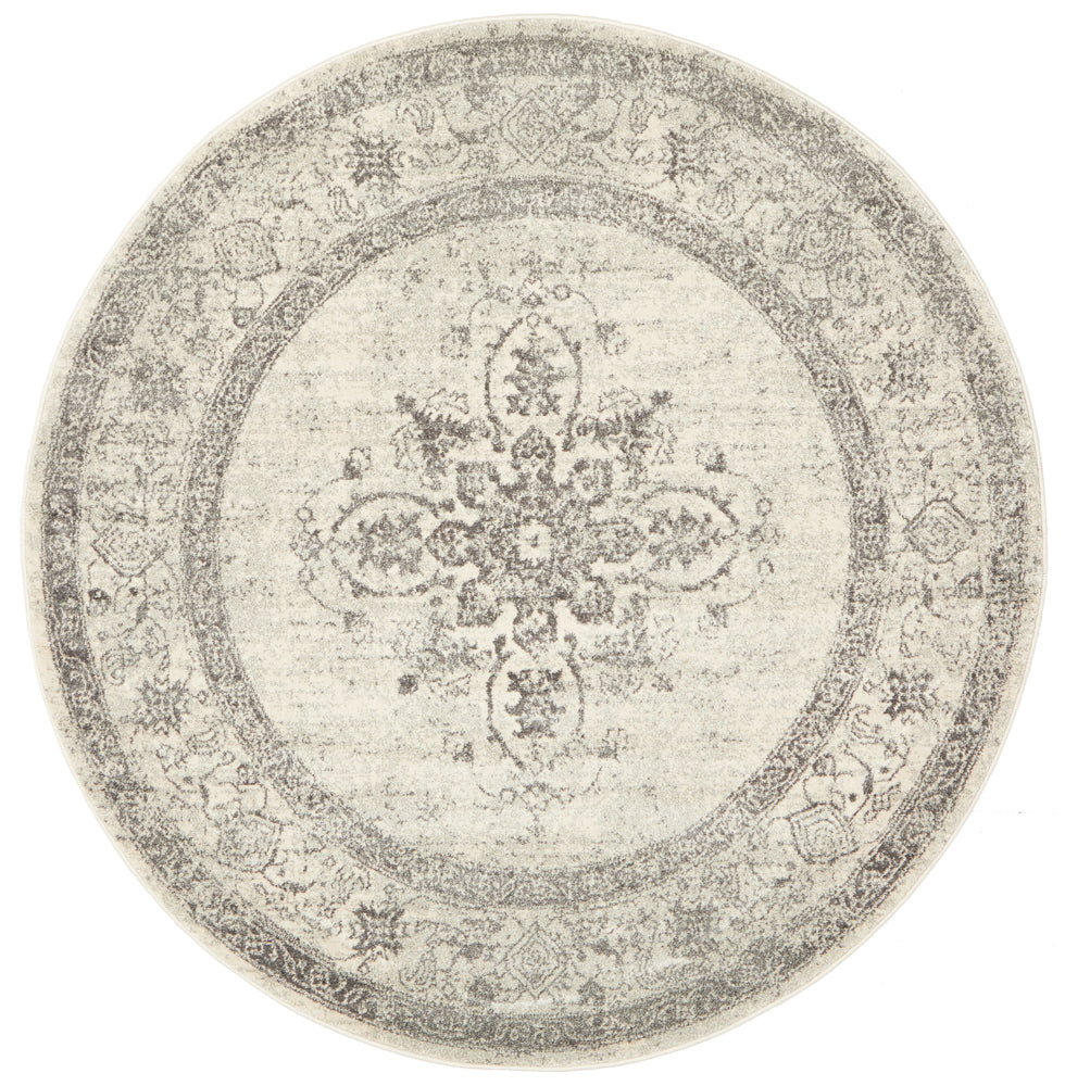 Bleet Center Medallion Silver Round Rug