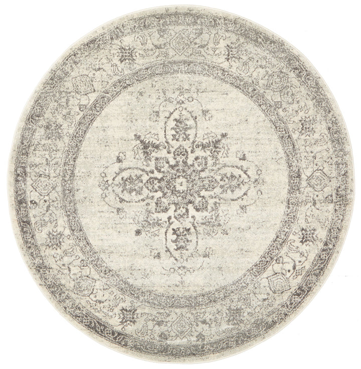 Bleet Center Medallion Silver Round Rug
