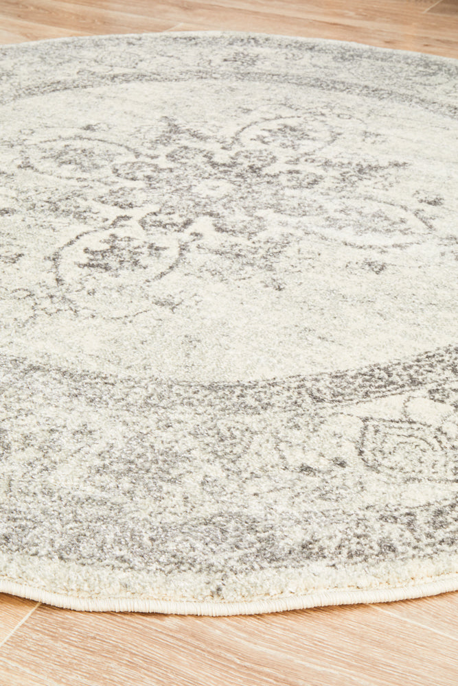 Bleet Center Medallion Silver Round Rug