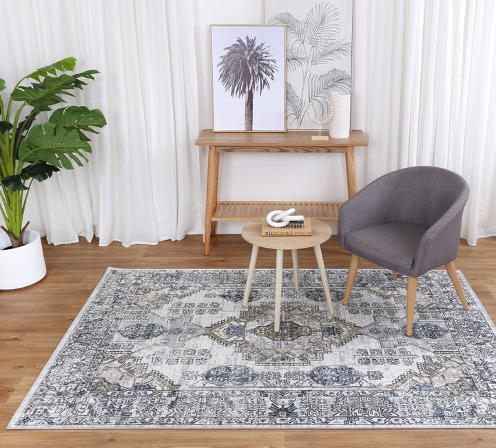 Limani Taicang Blue & Grey Traditional Soft Rug