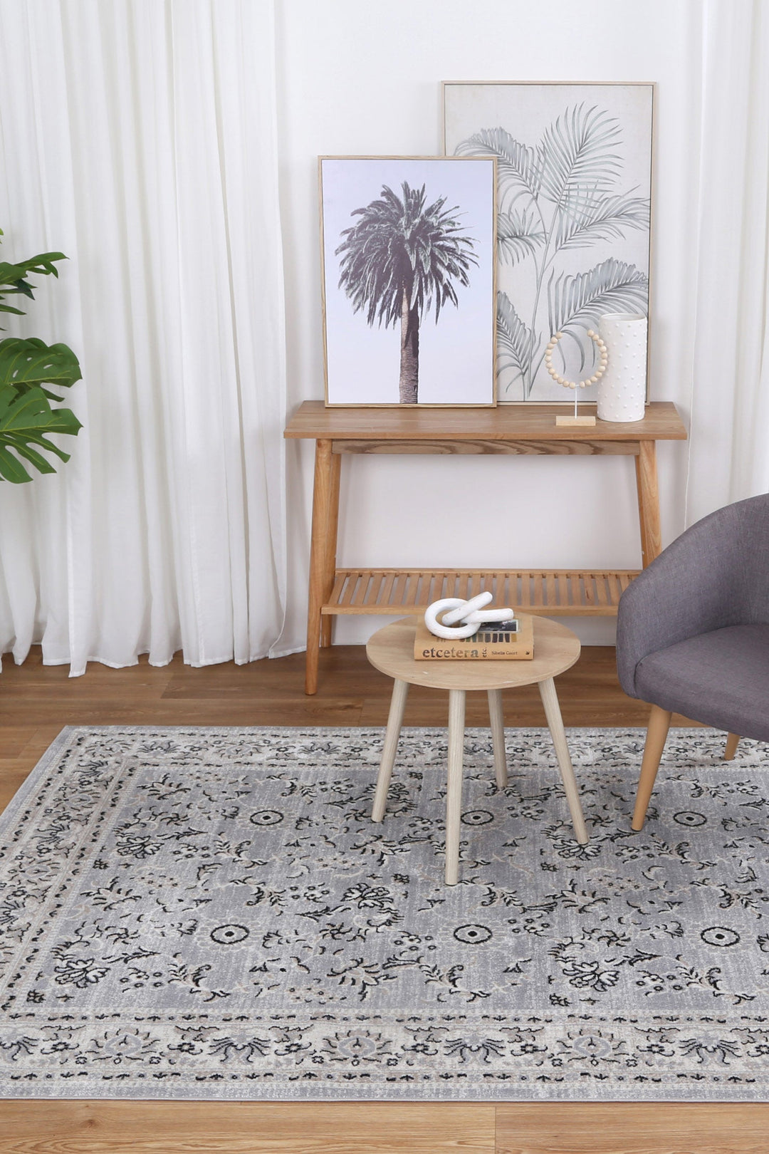 Limani Hamburg Grey Traditional Soft Rug