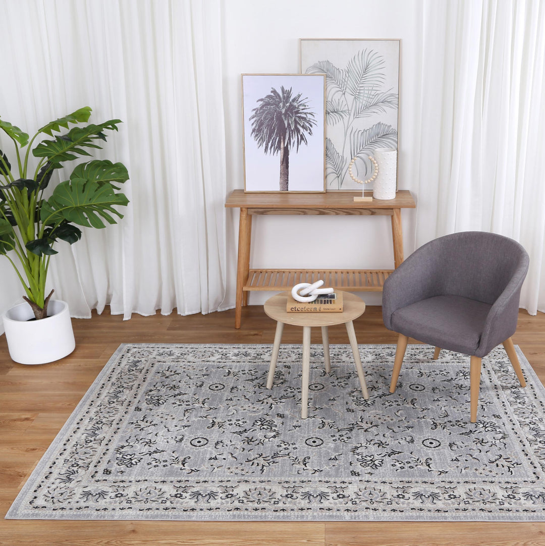 Limani Hamburg Grey Traditional Soft Rug