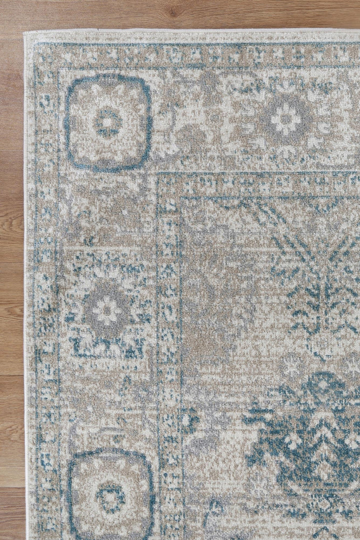 Limani Antwerp Cream & Blue Traditional Soft Rug