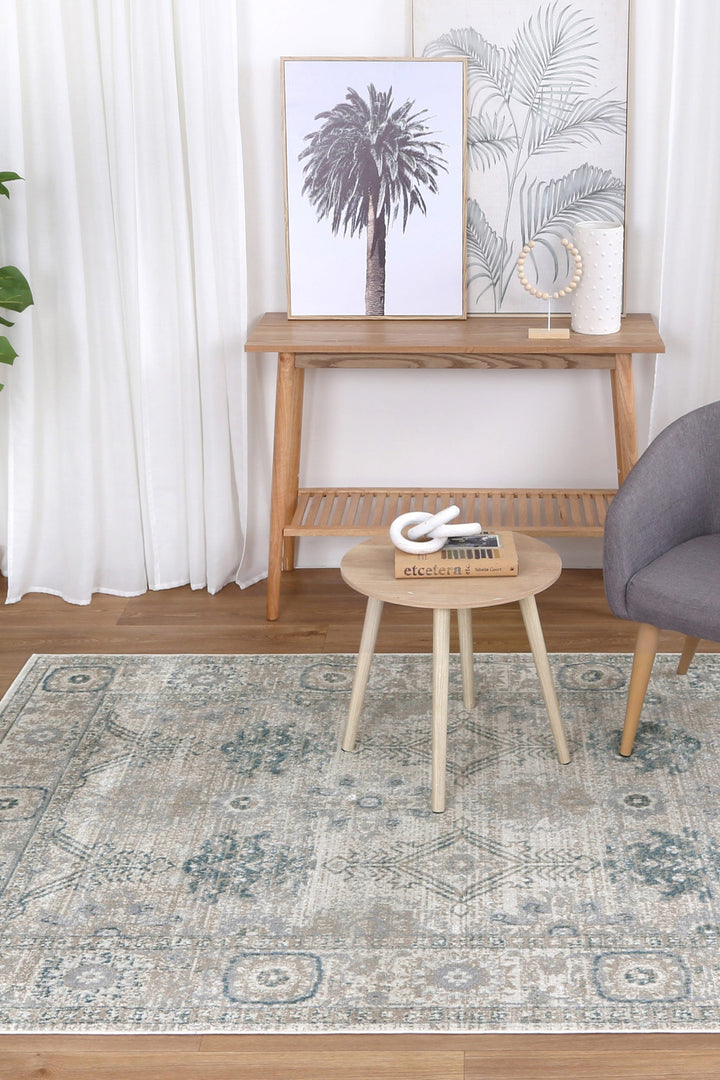 Limani Antwerp Cream & Blue Traditional Soft Rug