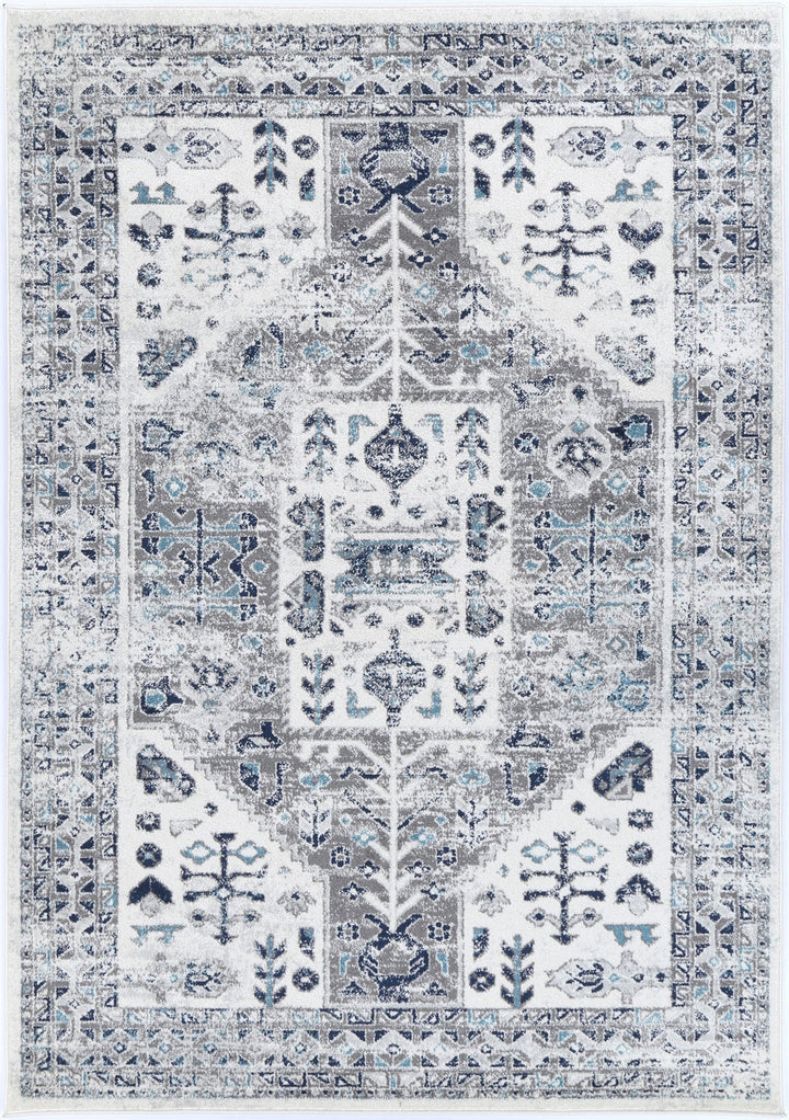 Frankie Nimes Bue & Grey Traditional Rug